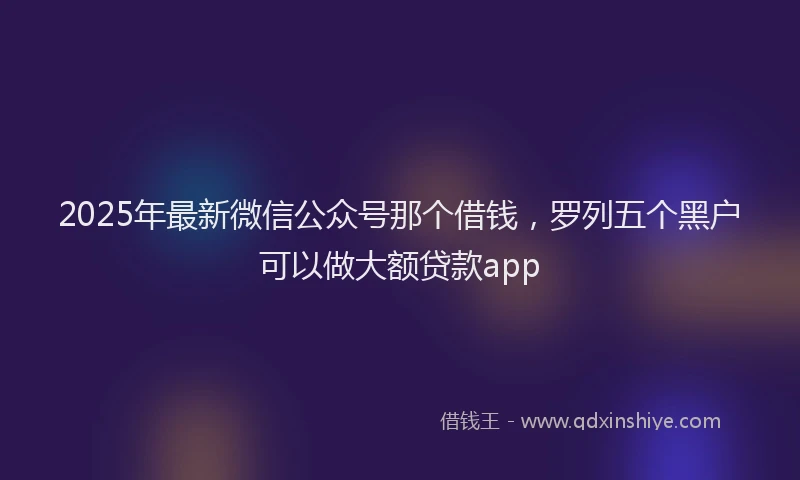 2025年最新微信公众号那个借钱，罗列五个黑户可以做大额贷款app