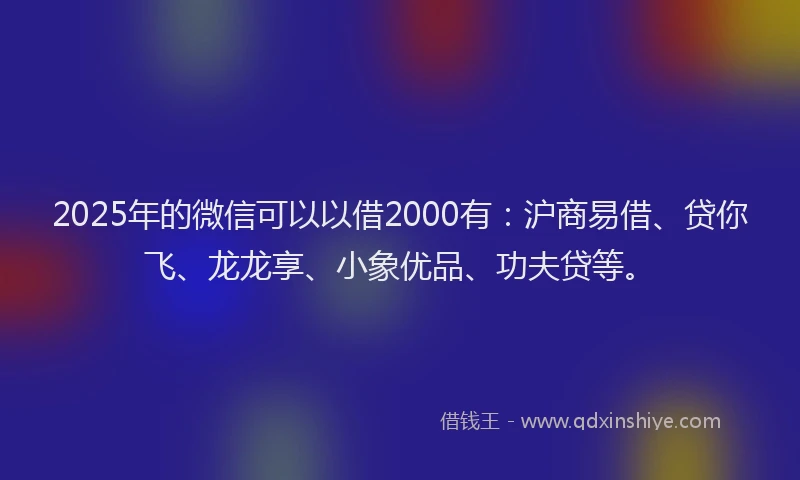 2025年的微信可以以借2000有：沪商易借、贷你飞、龙龙享、小象优品、功夫贷等。