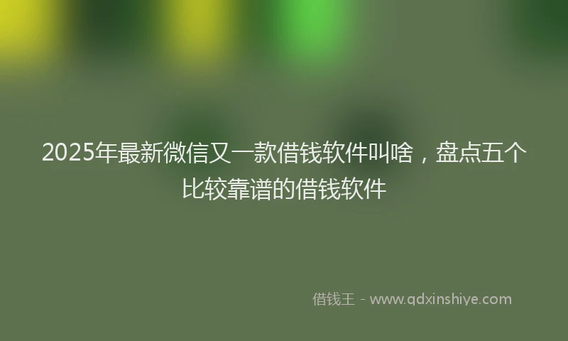 2025年最新微信又一款借钱软件叫啥，盘点五个比较靠谱的借钱软件