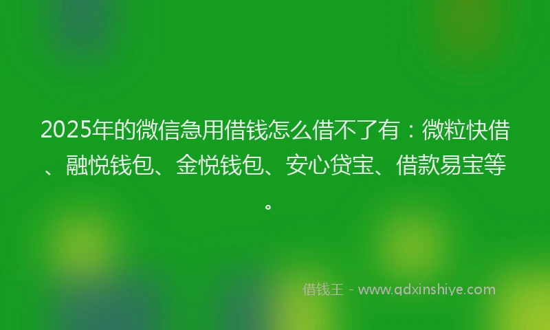 2025年的微信急用借钱怎么借不了有：微粒快借、融悦钱包、金悦钱包、安心贷宝、借款易宝等。