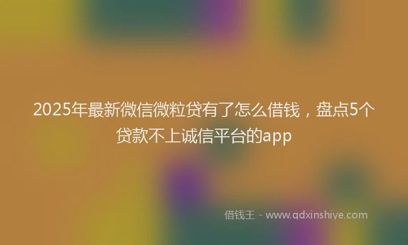 2025年最新微信微粒贷有了怎么借钱，盘点5个贷款不上诚信平台的app
