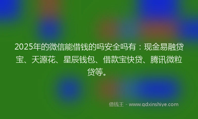 2025年的微信能借钱的吗安全吗有：现金易融贷宝、天源花、星辰钱包、借款宝快贷、腾讯微粒贷等。