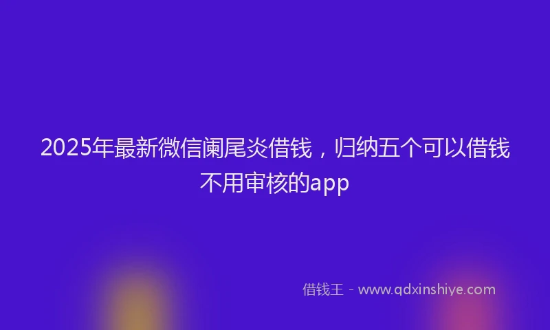 2025年最新微信阑尾炎借钱，归纳五个可以借钱不用审核的app