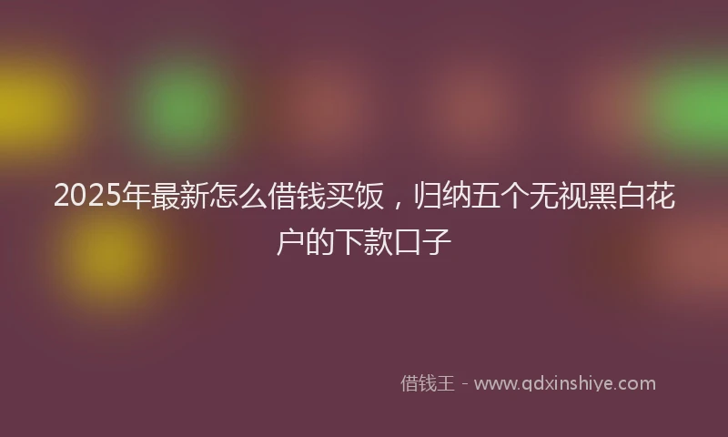 2025年最新怎么借钱买饭，归纳五个无视黑白花户的下款口子