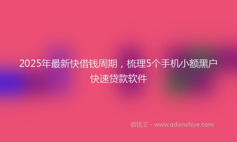 2025年最新快借钱周期，梳理5个手机小额黑户快速贷款软件