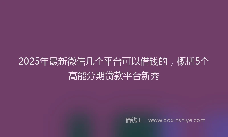 2025年最新微信几个平台可以借钱的，概括5个高能分期贷款平台新秀