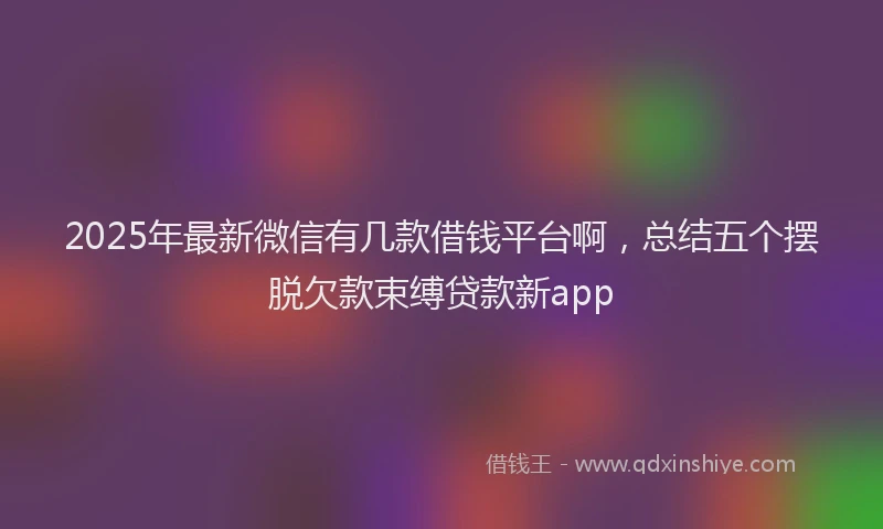 2025年最新微信有几款借钱平台啊，总结五个摆脱欠款束缚贷款新app
