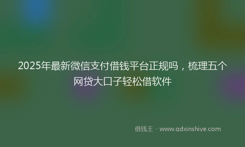 2025年最新微信支付借钱平台正规吗，梳理五个网贷大口子轻松借软件