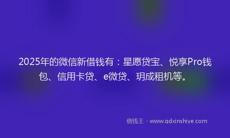 2025年的微信新借钱有：星愿贷宝、悦享Pro钱包、信用卡贷、e微贷、玥成租机等。