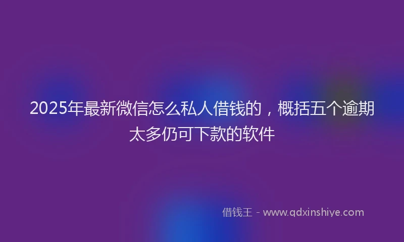 2025年最新微信怎么私人借钱的，概括五个逾期太多仍可下款的软件