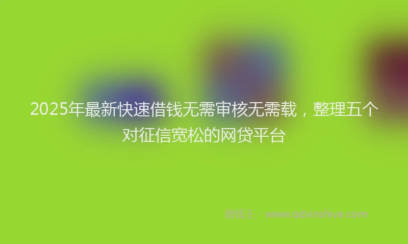 2025年最新快速借钱无需审核无需载，整理五个对征信宽松的网贷平台