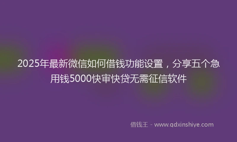 2025年最新微信如何借钱功能设置，分享五个急用钱5000快审快贷无需征信软件
