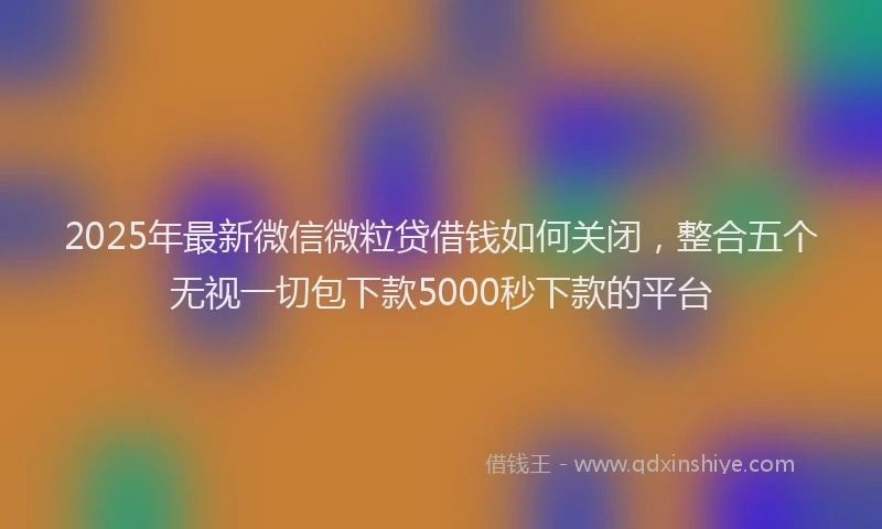 2025年最新微信微粒贷借钱如何关闭，整合五个无视一切包下款5000秒下款的平台