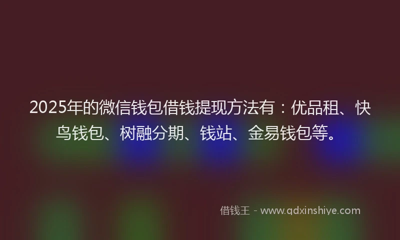 2025年的微信钱包借钱提现方法有：优品租、快鸟钱包、树融分期、钱站、金易钱包等。