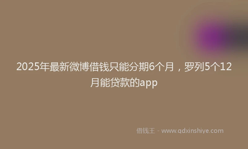 2025年最新微博借钱只能分期6个月，罗列5个12月能贷款的app