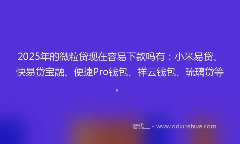 2025年的微粒贷现在容易下款吗有：小米易贷、快易贷宝融、便捷Pro钱包、祥云钱包、琉璃贷等。