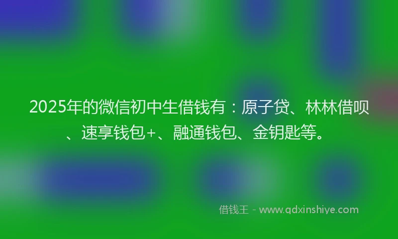 2025年的微信初中生借钱有：原子贷、林林借呗、速享钱包+、融通钱包、金钥匙等。