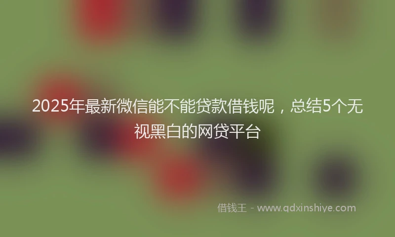 2025年最新微信能不能贷款借钱呢，总结5个无视黑白的网贷平台