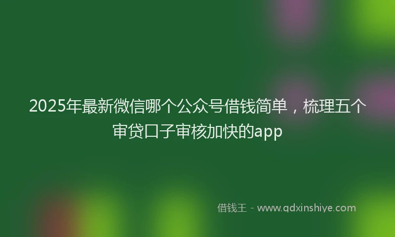 2025年最新微信哪个公众号借钱简单，梳理五个审贷口子审核加快的app