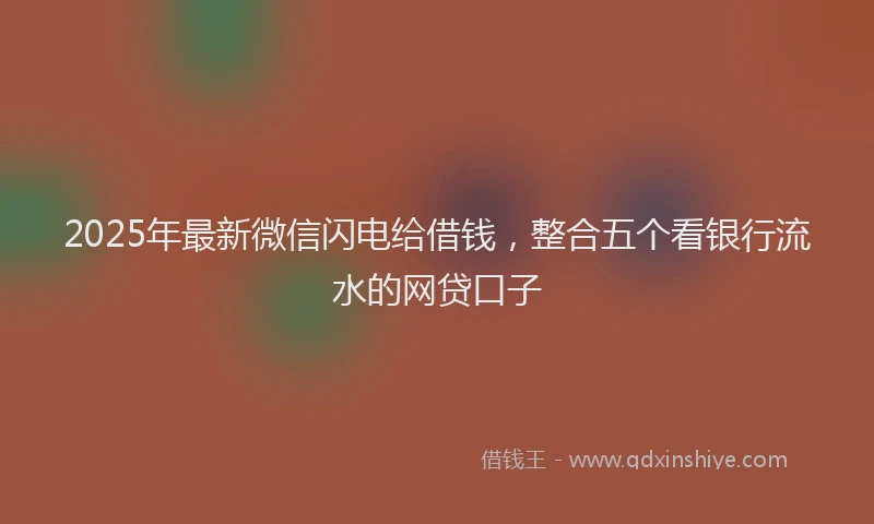2025年最新微信闪电给借钱，整合五个看银行流水的网贷口子