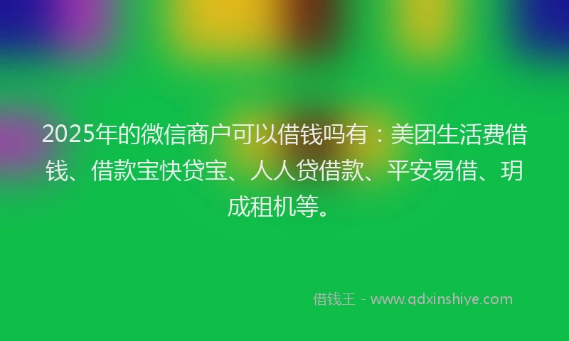 2025年的微信商户可以借钱吗有：美团生活费借钱、借款宝快贷宝、人人贷借款、平安易借、玥成租机等。