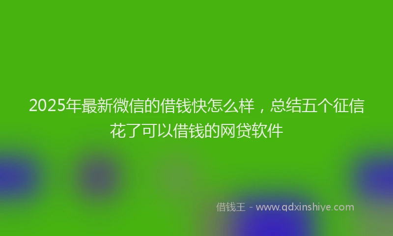 2025年最新微信的借钱快怎么样，总结五个征信花了可以借钱的网贷软件