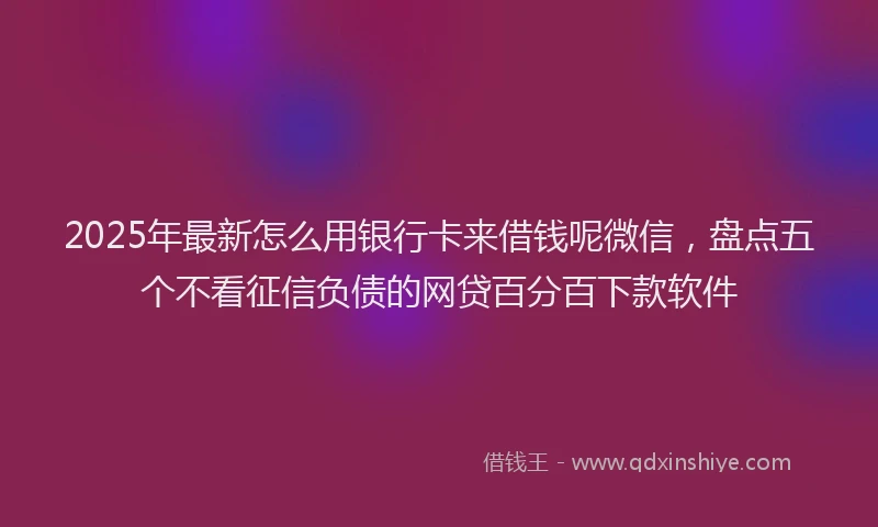 2025年最新怎么用银行卡来借钱呢微信，盘点五个不看征信负债的网贷百分百下款软件