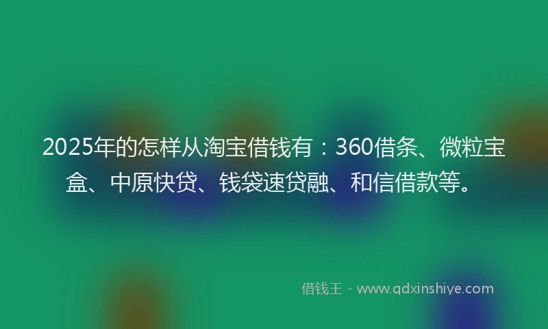 2025年的怎样从淘宝借钱有：360借条、微粒宝盒、中原快贷、钱袋速贷融、和信借款等。