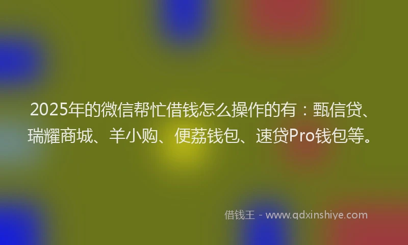 2025年的微信帮忙借钱怎么操作的有：甄信贷、瑞耀商城、羊小购、便荔钱包、速贷Pro钱包等。