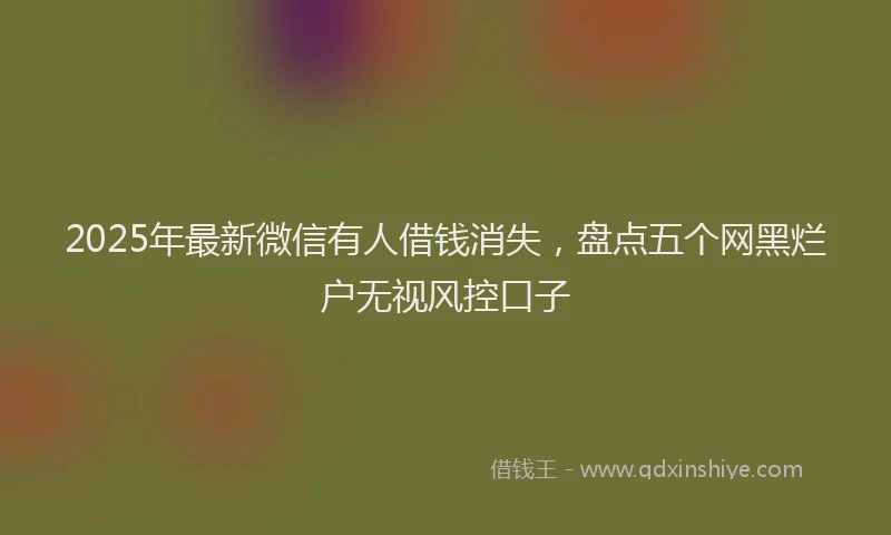 2025年最新微信有人借钱消失，盘点五个网黑烂户无视风控口子