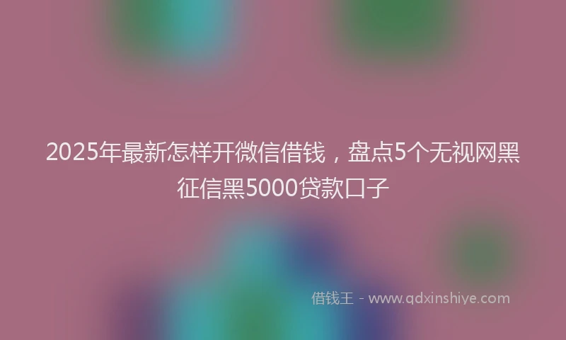 2025年最新怎样开微信借钱，盘点5个无视网黑征信黑5000贷款口子