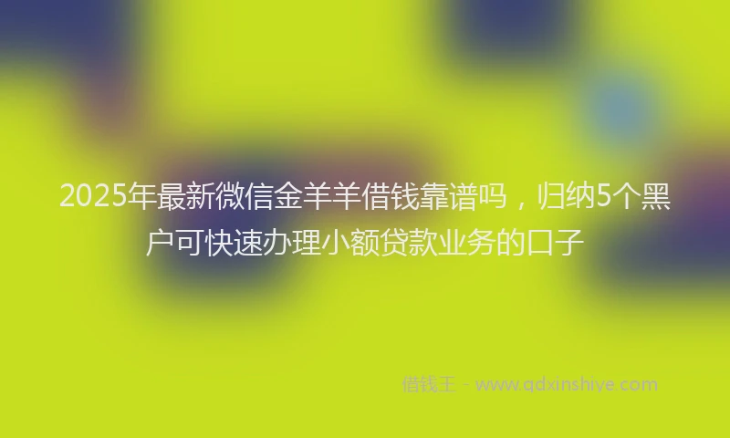 2025年最新微信金羊羊借钱靠谱吗，归纳5个黑户可快速办理小额贷款业务的口子