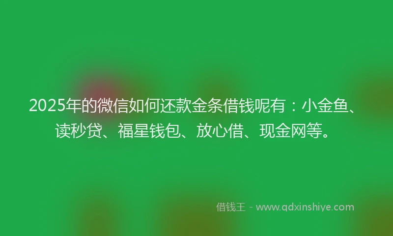 2025年的微信如何还款金条借钱呢有：小金鱼、读秒贷、福星钱包、放心借、现金网等。