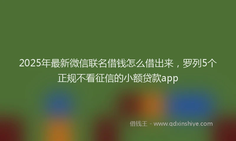 2025年最新微信联名借钱怎么借出来，罗列5个正规不看征信的小额贷款app