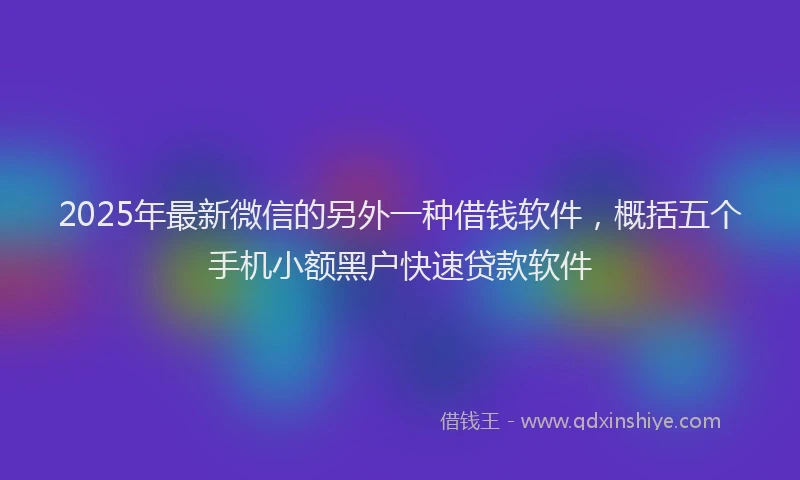 2025年最新微信的另外一种借钱软件，概括五个手机小额黑户快速贷款软件