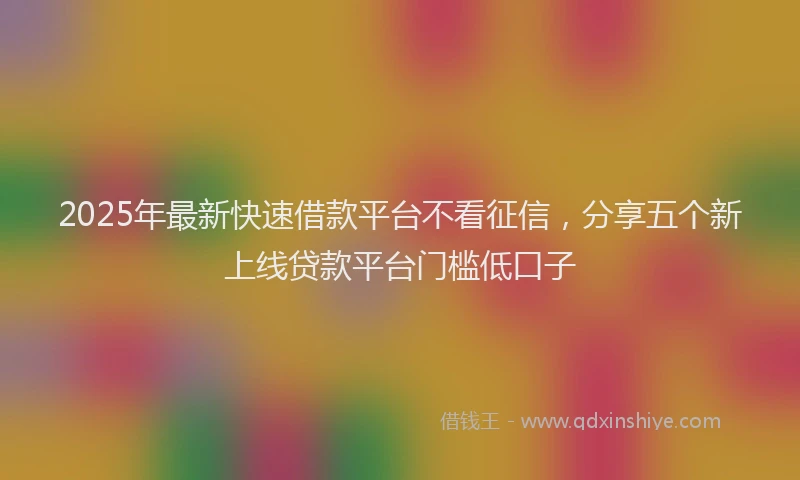 2025年最新快速借款平台不看征信，分享五个新上线贷款平台门槛低口子