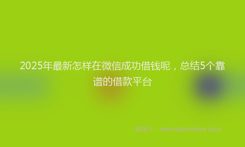 2025年最新怎样在微信成功借钱呢，总结5个靠谱的借款平台