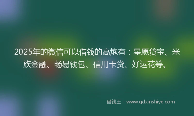 2025年的微信可以借钱的高炮有：星愿贷宝、米族金融、畅易钱包、信用卡贷、好运花等。