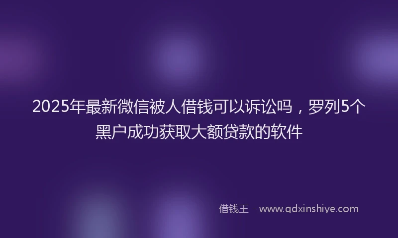 2025年最新微信被人借钱可以诉讼吗，罗列5个黑户成功获取大额贷款的软件