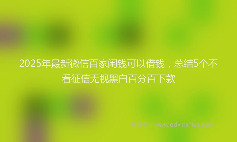 2025年最新微信百家闲钱可以借钱，总结5个不看征信无视黑白百分百下款