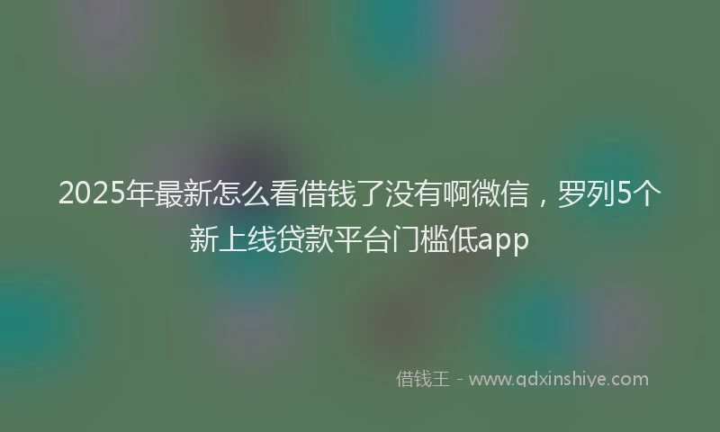 2025年最新怎么看借钱了没有啊微信，罗列5个新上线贷款平台门槛低app