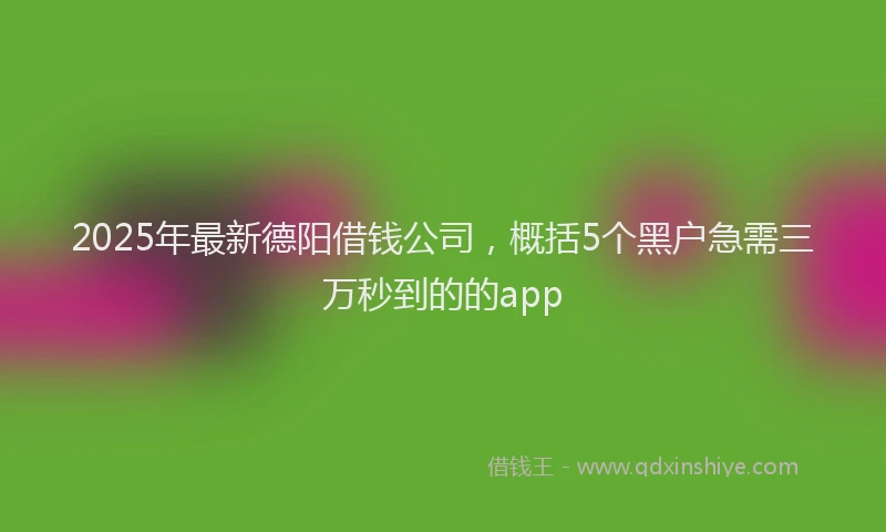 2025年最新德阳借钱公司，概括5个黑户急需三万秒到的的app