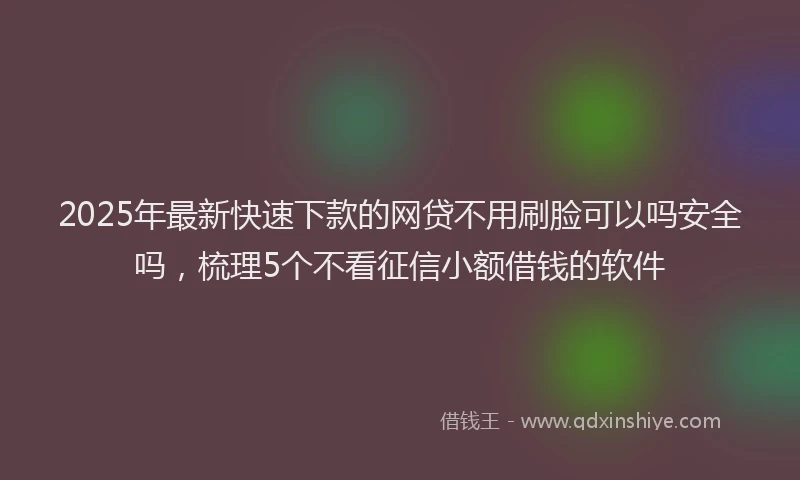 2025年最新快速下款的网贷不用刷脸可以吗安全吗，梳理5个不看征信小额借钱的软件