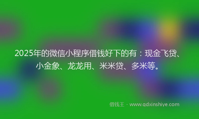 2025年的微信小程序借钱好下的有：现金飞贷、小金象、龙龙用、米米贷、多米等。