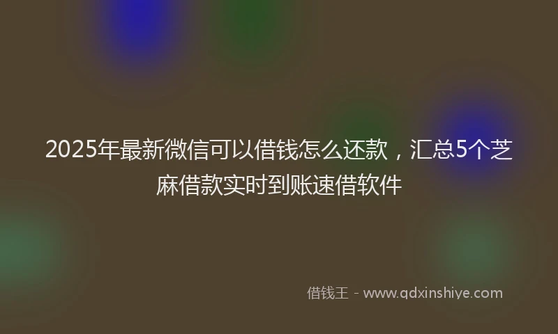 2025年最新微信可以借钱怎么还款，汇总5个芝麻借款实时到账速借软件