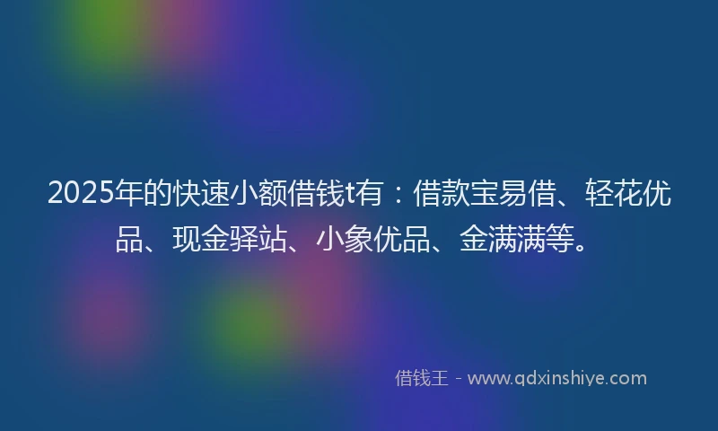 2025年的快速小额借钱t有：借款宝易借、轻花优品、现金驿站、小象优品、金满满等。