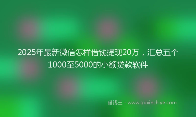 2025年最新微信怎样借钱提现20万，汇总五个1000至5000的小额贷款软件