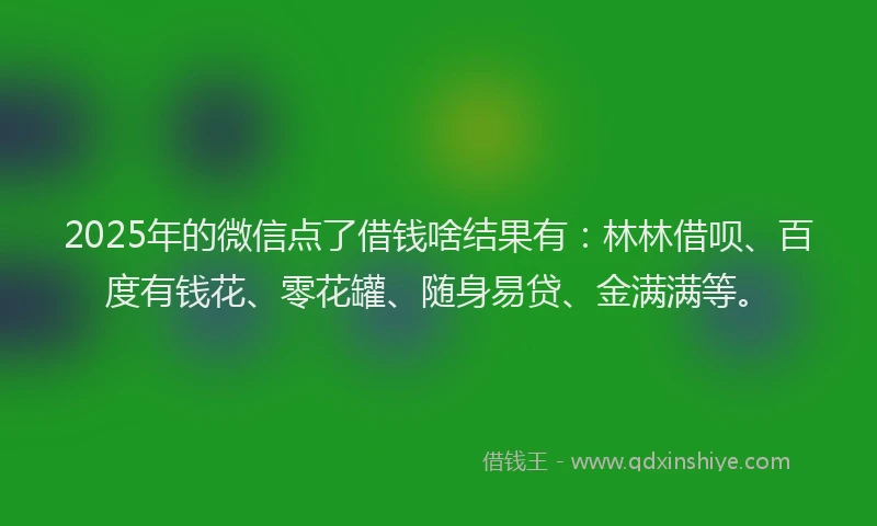 2025年的微信点了借钱啥结果有：林林借呗、百度有钱花、零花罐、随身易贷、金满满等。