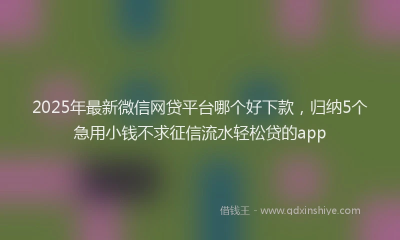 2025年最新微信网贷平台哪个好下款，归纳5个急用小钱不求征信流水轻松贷的app