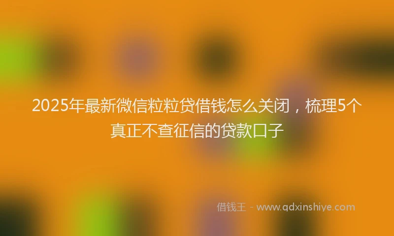 2025年最新微信粒粒贷借钱怎么关闭，梳理5个真正不查征信的贷款口子